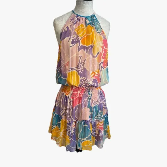 Ramy Brook Kourtney Smocked Floral Minidress, Med - Picture 7 of 11